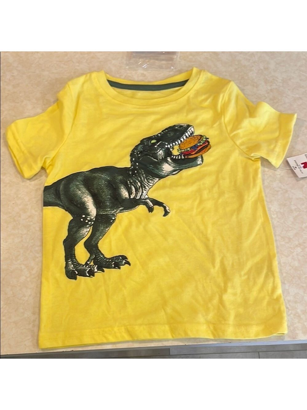Highland Originals, Yellow and Black T-Rex Graphic Short Sleeve Tee, 4T